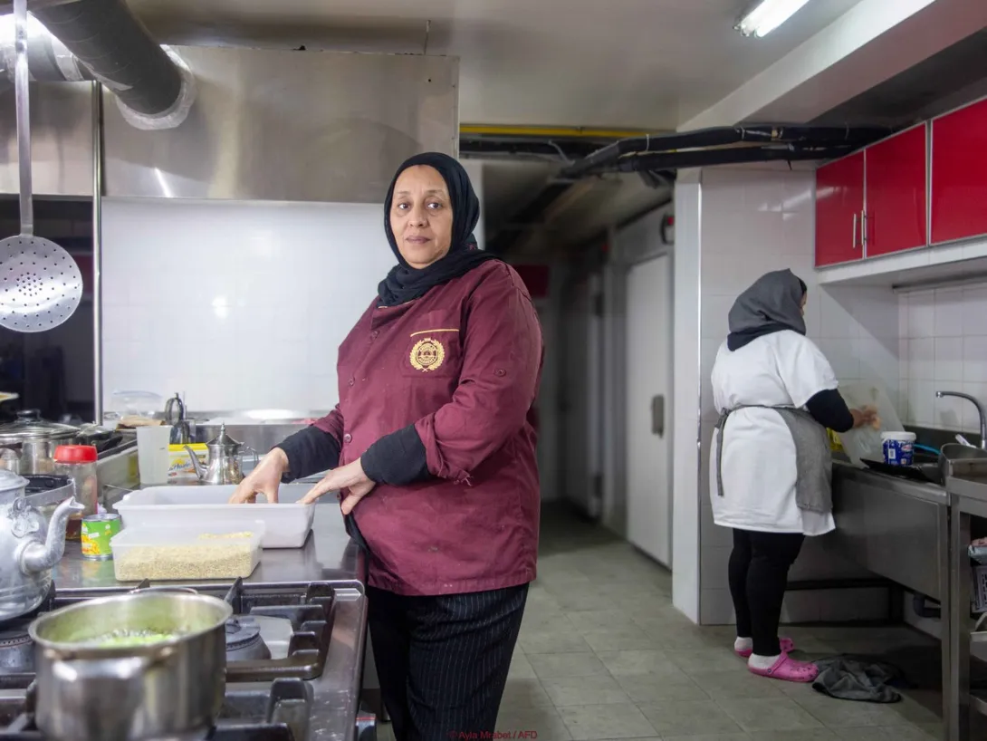 Portrait de Touriya Gamrani, formatrice en charge de l'atelier cuisine de l'Insaf, à Casablanca.